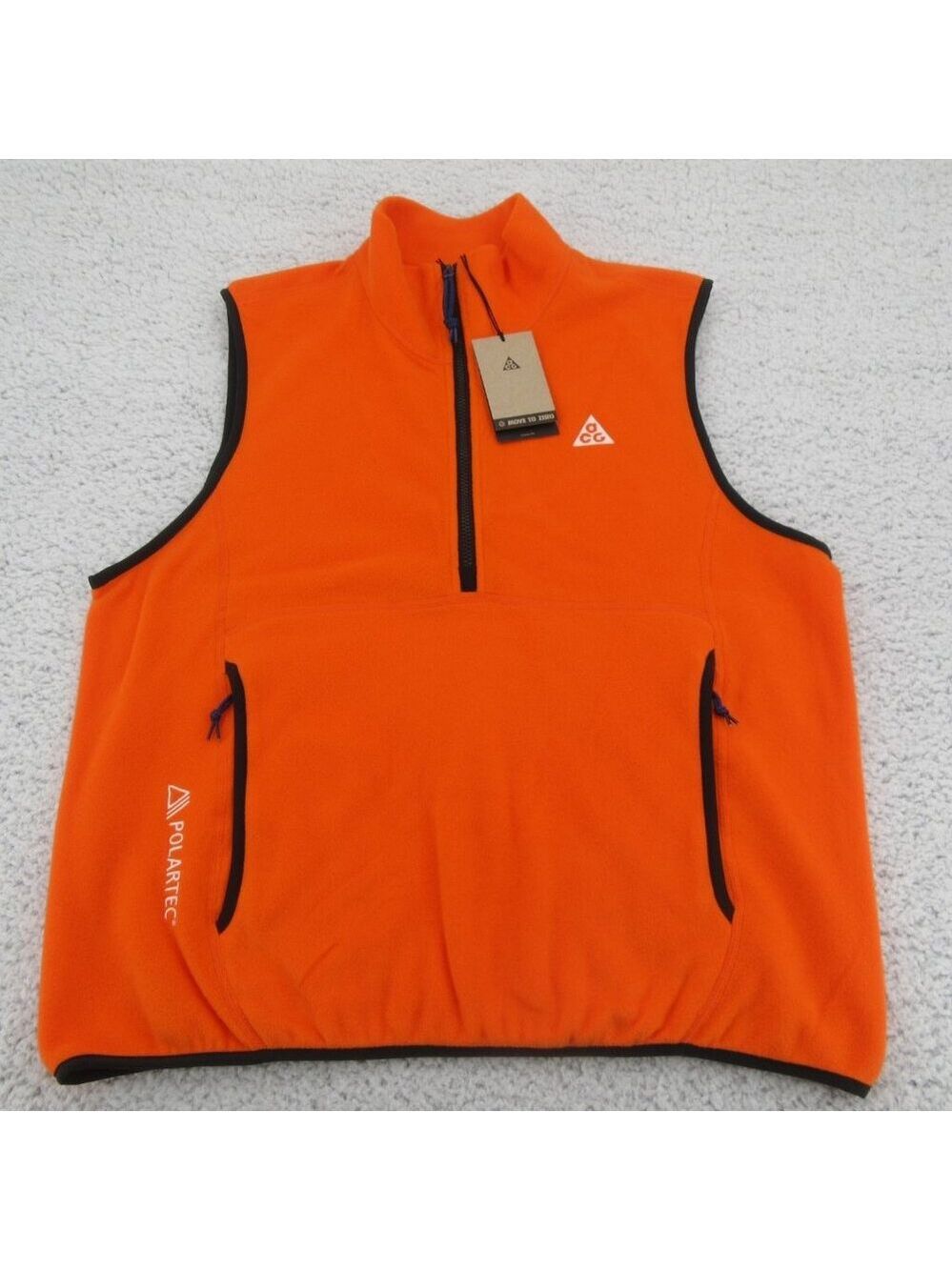 Nike ACG Wolf Tree Thermal Vest Polartec Orange Mens Size Medium NEW - Picture 2 of 15